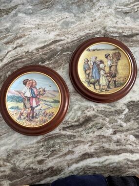 2 Collector Plates with Pastoral Children Scenes and SMYTHE frames. Original box